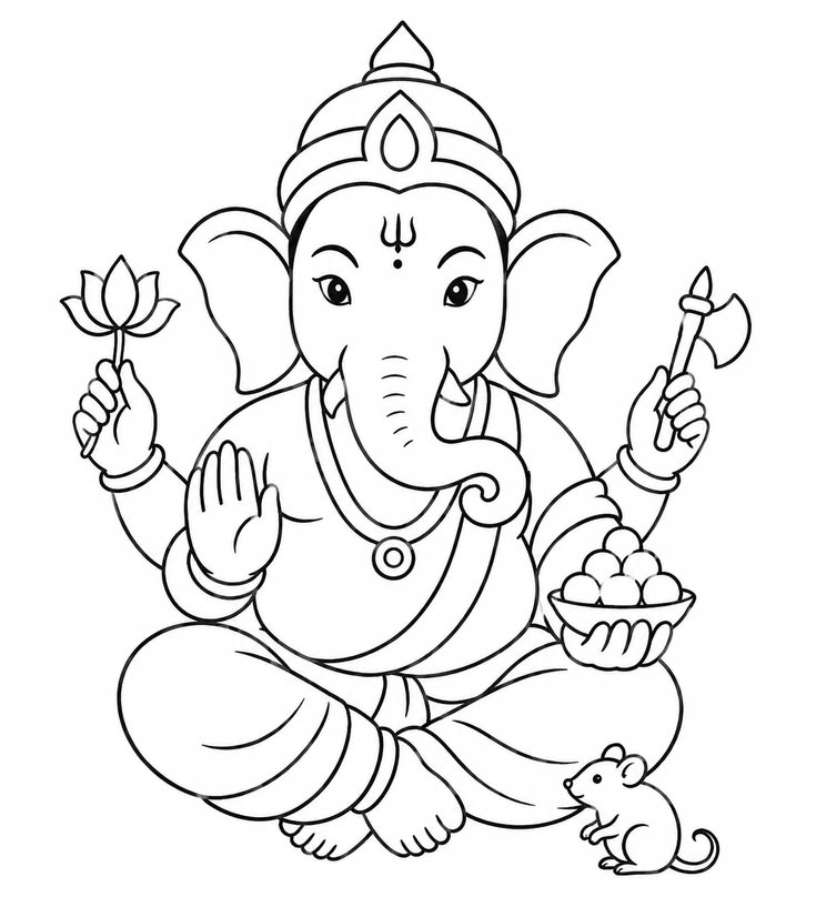 Line drawing of Lord Ganesha