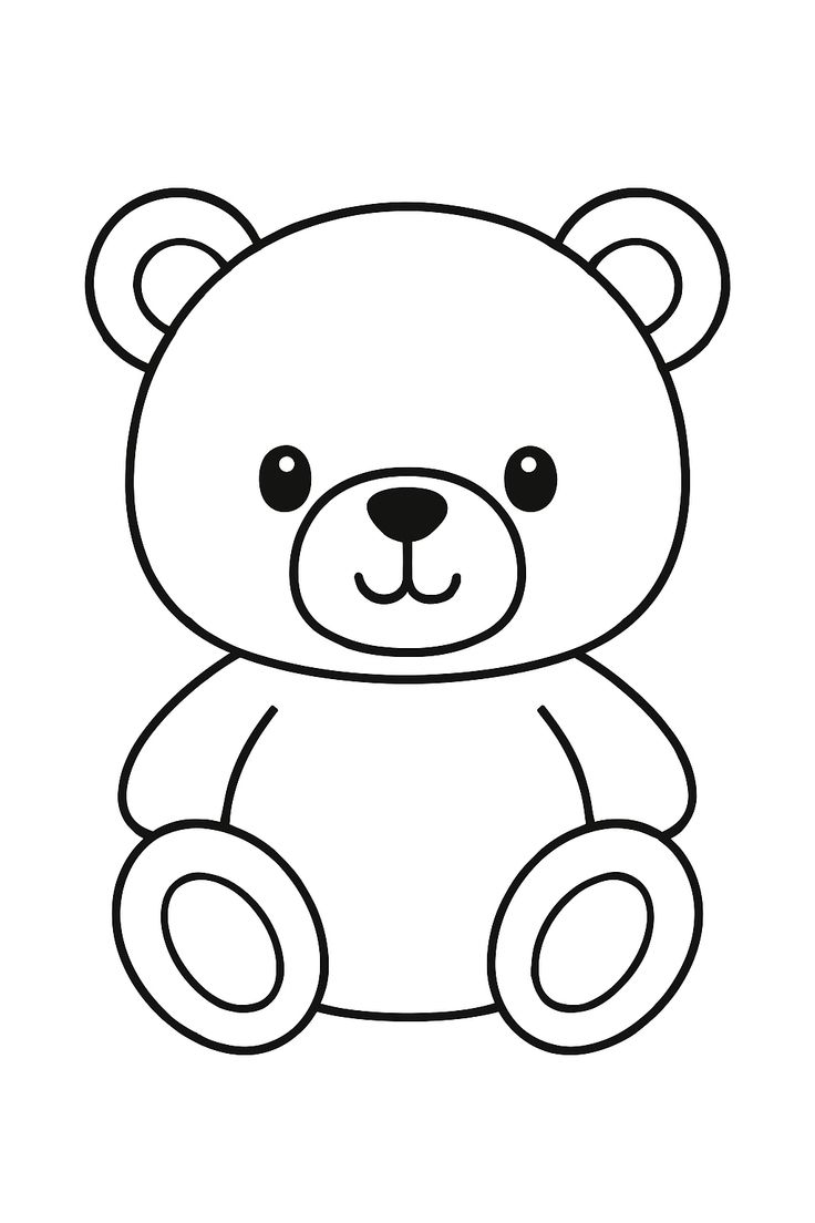 Line drawing of a teddy bear